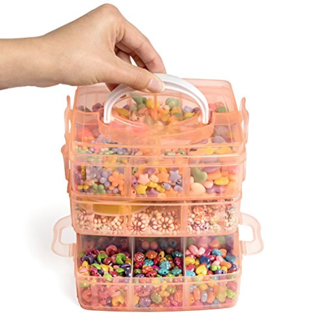 Jewelry Making Kit - 1000 Multi-Shaped Beads with Clasps and Beading String, Organized Storage Case, Ages 6 and Up